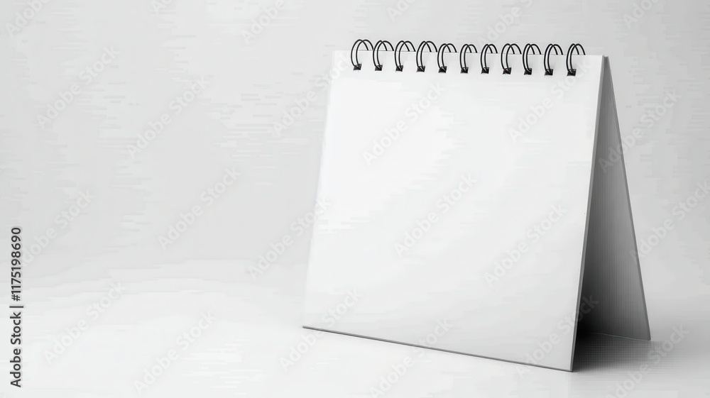 Poster Office. Blank spiral notebook on a minimalistic background ready for notes or sketches.