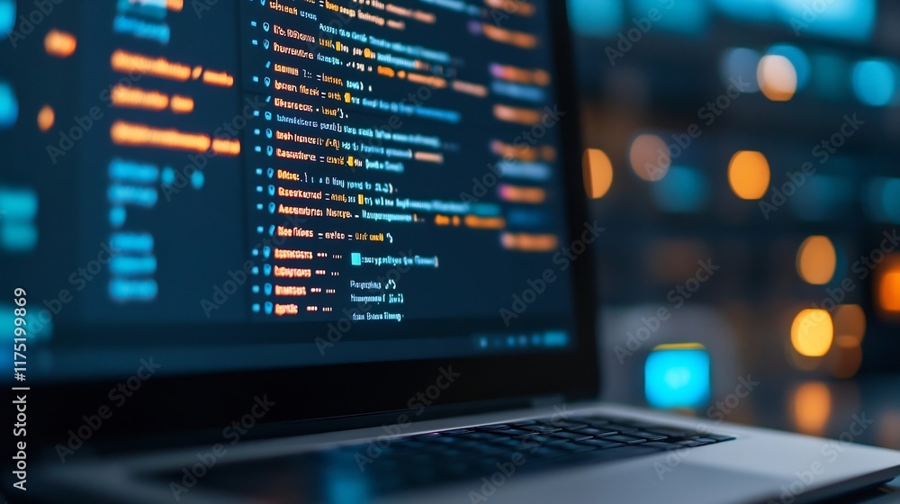 Poster chatbot interface in high-tech digital workspace on laptop screen