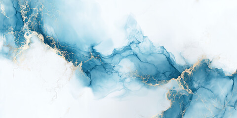 Sophisticated marble texture with shades of blue and gold veins, perfect for elegant designs, wallpapers, and artistic backgrounds.