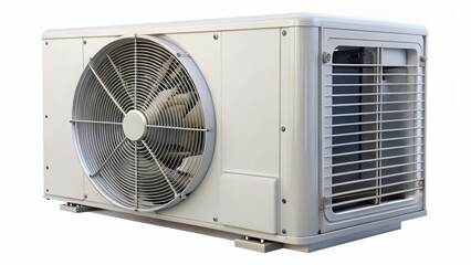Side View of Air Conditioning Unit, Isolated on White Background