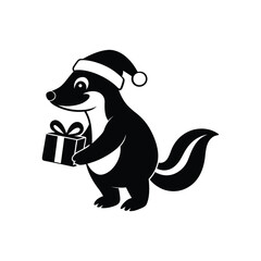 honey badger wearing santa.eps