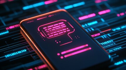 Fototapeta premium Futuristic Chatbot Interface on Sleek Smartphone Screen