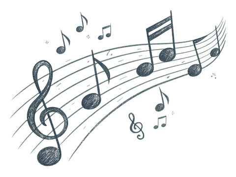music notes and clef on staff clip art preview