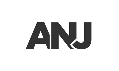 ANJ logo design template with strong and modern bold text. Initial based vector logotype featuring simple and minimal typography. Trendy company identity.