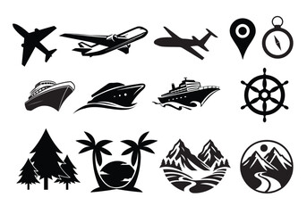 Travel Elements Vector Silhouette, Icon, Logo Vector 