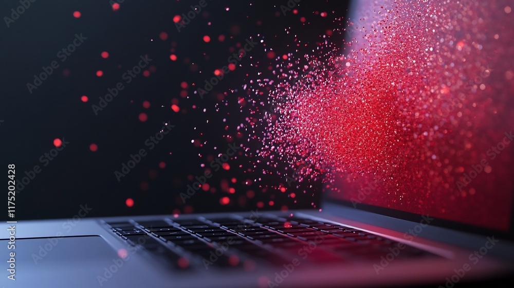 Aufkleber digital graph bursting from laptop screen,data visualization tech theme