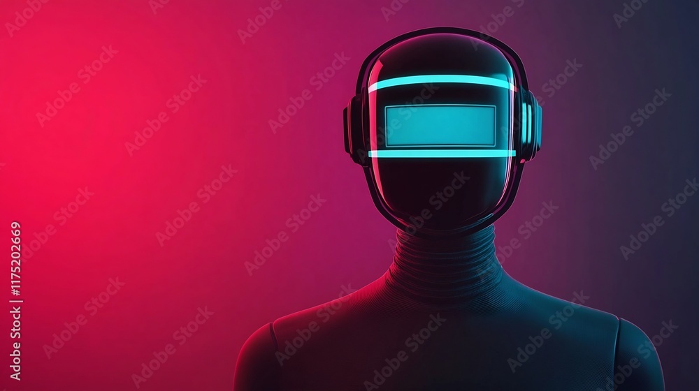 Poster friendly chatbot with holographic digital face for interactive conversation and tech-inspired