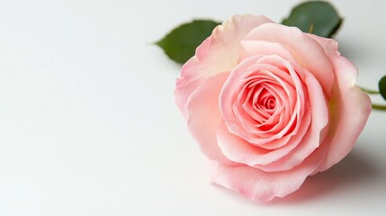 Fototapeta premium Pink Rose in Full Bloom on a White Background