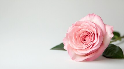 Fototapeta premium A Stunning Pink Rose in Full Bloom Against a Pristine White Background