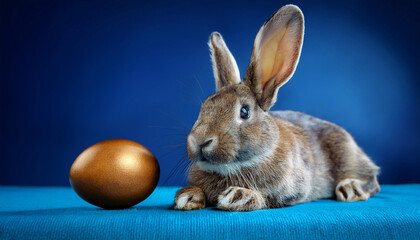 Obraz premium easter bunny with egg on blue heritage