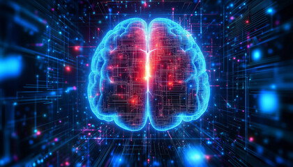 Obraz premium abstract digital brain on technical background