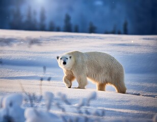Obraz premium Eisbär blickt über die frostige Winterlandschaft