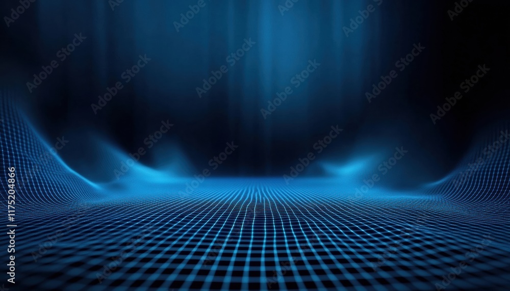 Poster stunning abstract blue background with glowing grid pattern and soft light effects for digital or te