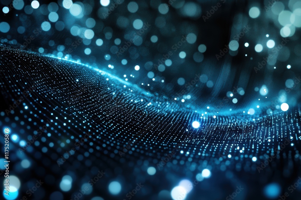 Aufkleber abstract digital background with glowing dots and particles, creating a mesmerizing wave effect in b