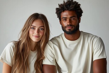 Fototapeta premium couple wearing matching t-shirts