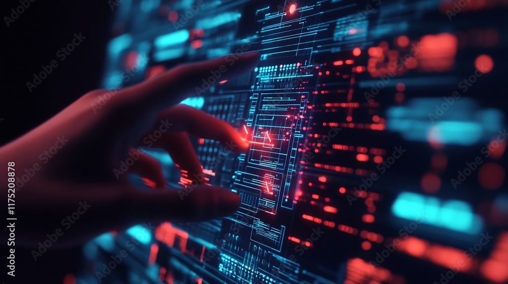 Aufkleber futuristic holographic interface with glowing data and interactive virtual reality