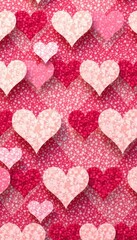 Fototapeta premium Interlocking geometric hearts, repeating Valentine's Day pattern, hearts, stylish