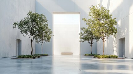 Modern Minimalist Architecture Courtyard Design