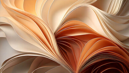 Abstract image of swirling, textured paper in warm, earthy tones.  The elegant curves and subtle color gradients create a luxurious and sophisticated aesthetic, perfect for designs related to art,
