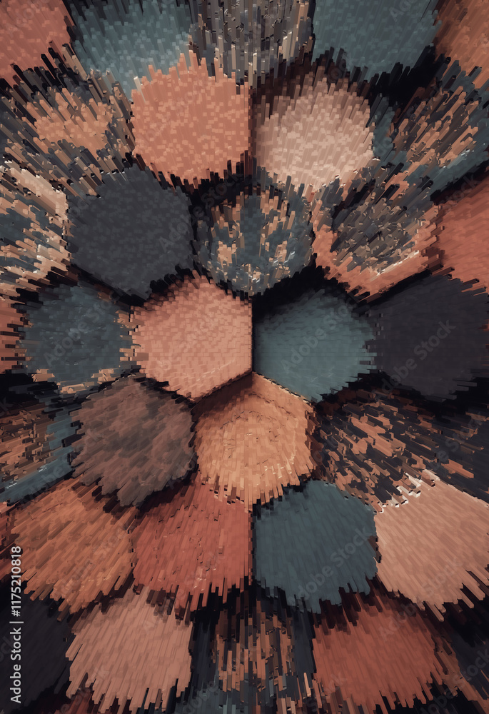Poster this is an abstract image with geometric shapes and gradients of color, creating a sense of depth an
