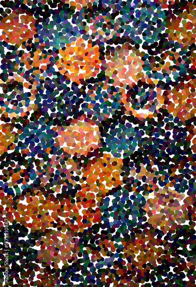 Poster an abstract pattern of colored dots, creating an effect of depth and volume. ideal for creative desi