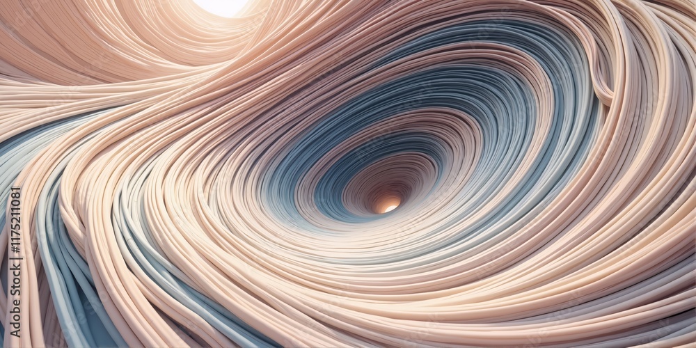 Poster multiple layers of curved lines that create a tunnel-like shape. the lines are in different shades o