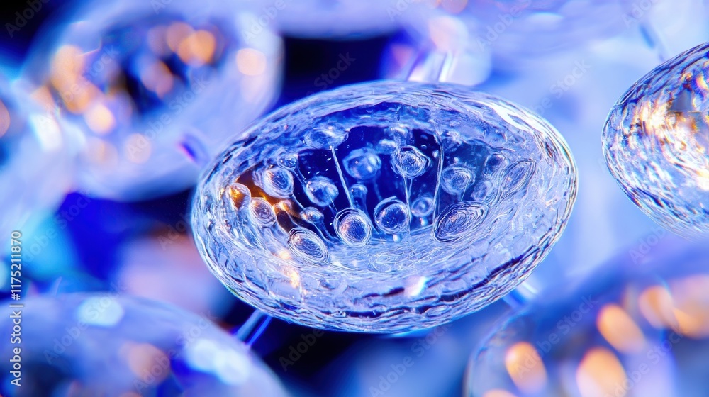 Poster abstract close-up of translucent bubbles with light reflections, creating a mesmerizing visual effec
