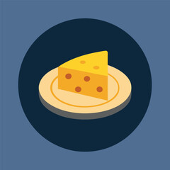 one pieces of cheese in a plate.eps