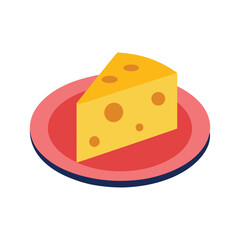 one pieces of cheese in a plate.eps