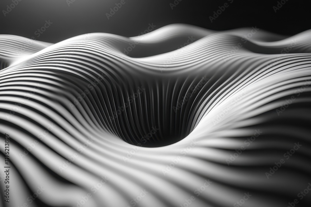 Poster Abstract patterned waves in monochromatic tones capturing depth and texture