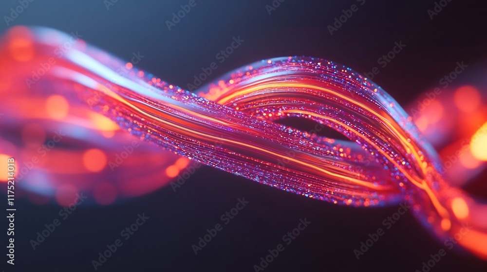 Poster glowing geometric intertwined wires symbolizing energy connection and unity
