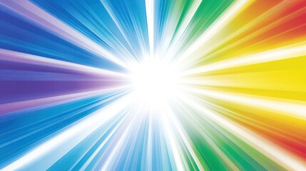 Obraz premium Vibrant rainbow burst radiating from bright center.