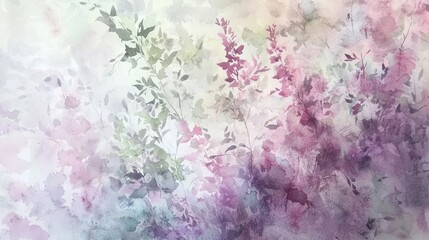 Fototapeta premium Watercolor Painting of Pastel Flowers and Leaves