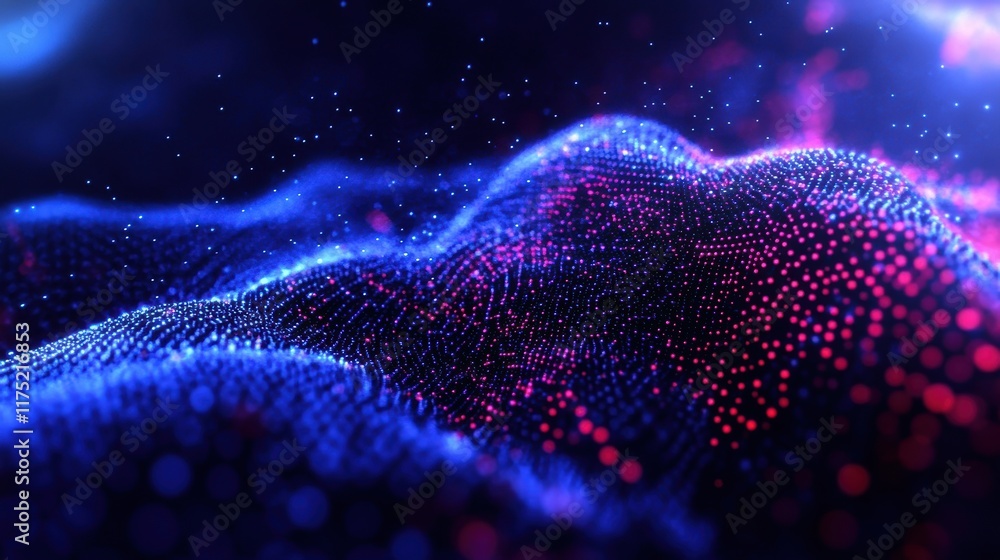 Poster a mesmerizing wave of colorful particles creates a dynamic and captivating visual experience in a di