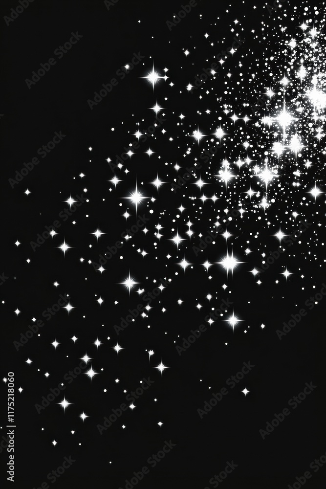 Poster a mesmerizing array of shimmering stars scattered across a dark backdrop, creating a celestial and e