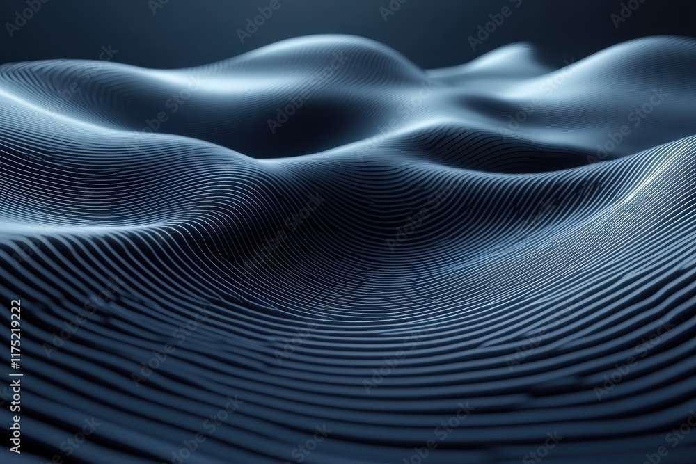 Poster Detailed abstract texture of flowing waves with intricate patterns illuminated by soft light from above
