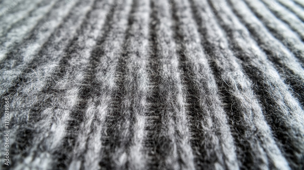 Poster close-up view of soft, textured fabric showcasing intricate patterns and depth in shades of gray and