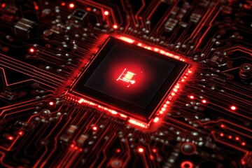 Fototapeta premium Illuminated Microchip: A Close-Up View of Advanced Technology