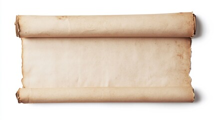 Blank Vintage Parchment Scroll Isolated on Transparent Background