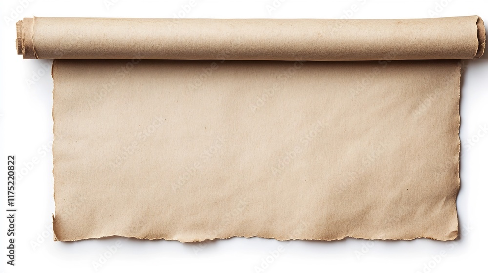 Poster blank parchment scroll isolated on transparent background