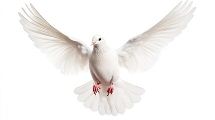 Obraz premium Majestic White Dove with Outstretched Wings Soaring in Peaceful Freedom