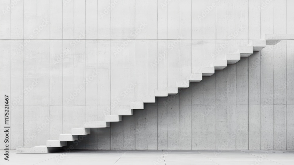 Aufkleber minimalist staircase design with clean lines against a simple concrete wall, perfect for modern arch