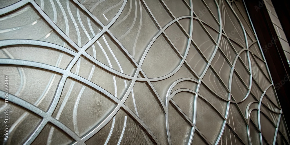 Aufkleber A glass window with a pattern of circles and squares