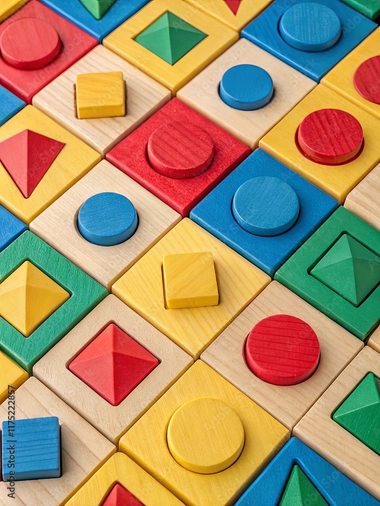 Aufkleber a colorful assortment of wooden blocks in various shapes and sizes