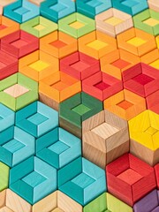 Obraz premium A colorful jigsaw puzzle made of wood pieces