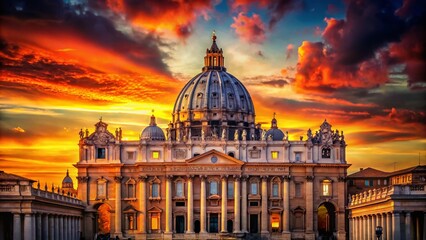Silhouette Peter Basilica Sunset Vatican