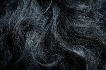Naklejka premium Close-up view of black wool fibers showcasing texture and detail
