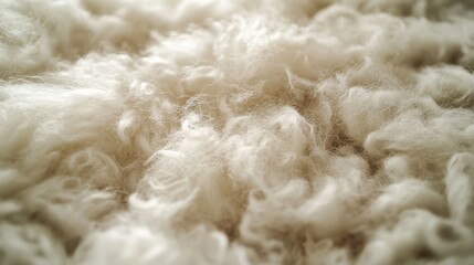 This close-up view showcases the soft and fluffy texture of raw wool fibers