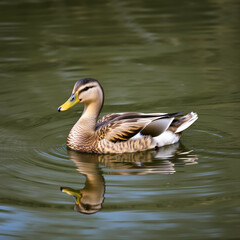 Fototapeta premium The duck gracefully glided across the surface of the pool, its webbed feet propelling it through the water.