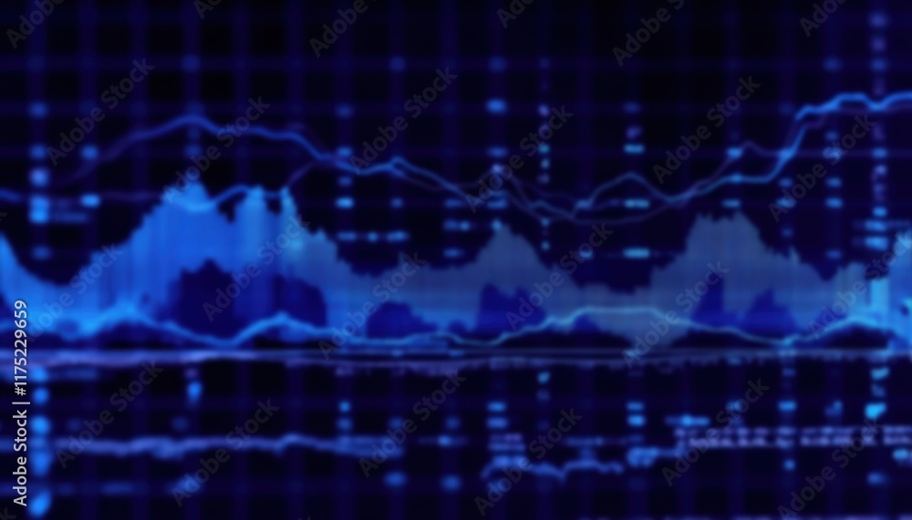 Poster abstract blue sound wave visualization with digital data representation ideal for technology and aud